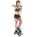 Sunny Health & Fitness Mini Stepper for Exercise Low-Impact Stair Step Cardio Equipment with Resistance Bands, Digital Monitor, Optional Twist Motion Stepper , Black