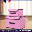 4Pcs Cube Storage Basket Stackable Clothes Books Toys Organization (Pink) FR