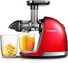 AMZCHEF Juicer Machines - Cold Press Slow Juicer - Masticating Juicer for Fruit and Vegetables - BPA Free Juicer with 2 Cups and Brush - Delicate Chew No Need to Filter - Red, ZM1501