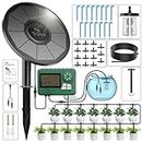 TRJZWA Solar Irrigation System with Auto DIY Water Timer 2024 Latest Drip Irrigation System Kit for Garden,Balcony,Greenhouse, Automatic Watering System Supports 15 Potted Plants with 15 Meter Hose