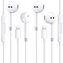 2 Packs-Apple Earbuds with Lightning Connector[Apple MFi Certified](Built-in Microphone & Volume Control) Headphones Support for iPhone 14/13/12/11/XR/XS/X/7/7 Plus/8/8Plus Support All iOS System