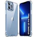 TheGiftKart Ultra-Hybrid Crystal Clear Back Cover Case For Iphone 13 Pro Max|Camera & Screen Protection Bumps|Shockproof Design|Hard Back Cover Case For Iphone 13 Pro Max (Pc & Tpu|Transparent)