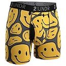 2UNDR Men's Swing Shift 6" Boxer Brief Underwear (Smiley, Medium)