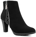 LONDON FOG Womens Beelize Ankle Bootie Heeled Ankle Boot, Black, 10