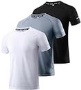 Boyzn Men's 3 Packs Athletic T-Shirt Quick Dry Short Sleeve Sport T-Shirt Moisture Wicking Running Workout Shirts Mesh Fitness Shirts for Men Black/White/Gray-3P06-XL