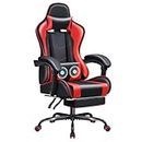 JUMMICO Gaming Chair Ergonomic Computer Chair with Footrest and Massage Lumbar Support, Height Adjustable Video Gaming Chair with 360° Swivel Seat and Headrest (Red)