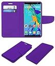 ACM Leather Flip Wallet Front & Back Case Compatible with Leoie 5.0inch Smartphone 4g Mobile Cover Purple