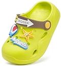 Kids Clogs Garden Slip on Sandals Cute Cartoon Water Shoes Beach Slipper(Toddler/Little Kids/Big Kids), A-green, 7-8 Toddler
