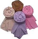 ICW Women Soft Chiffon Georgette Scarves Shawl Stoles Long Scarf Wrap head Scarves (pack of 4 set)