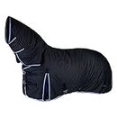 HORZE Glasgow Medium Weight Waterproof Combo Turnout Winter Horse Blanket with Neck Cover (150g Fill) - Dark Blue - 75 in