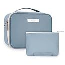 Travel Makeup Bag Large Cosmetic Bag Makeup Case Organizer for Women (Greyish Blue (Upgrade))