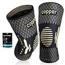 Copper Knee Braces for Knee Pain Women & Men - 2 Pack Knee Brace Compression Sleeve, Best Knee Support for Arthritis Pain,Meniscus Tear, Running,Working Out,ACL,MCL,Pain Relief