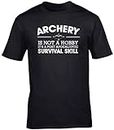 Hippowarehouse Archery is not a Hobby It's a Post Apocalyptic Survival Skill Unisex Short Sleeve t-Shirt (Specific Size Guide in Description) Black