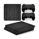 ROIPIN for Playstation 4 Pro Skin, Including Controller Console Skin, Shell Skin for PS4 Pro Console Version Cover Shell(Black Grain)