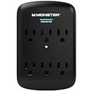 Monster Wall Tap Surge Protector - Power Surge Protector with Wall Mount - Heavy Duty Protection with up to 6 AC -Ideal for Computers,Home Theatre,Home Appliance and Office Equipment, Black, 6-Outlet