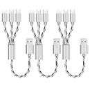 Multi Charger Cable, 3Pack 35cm Short Multi Charging Cable 0.35m 3 in 1 Multiple USB Cable Universal Cord Adapter with iP/Type C/Micro USB Port Connectors for Cell Phones and More(Silver)