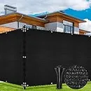 Duerer Privacy Fence Screen 6 x 50ft Black Covering Chain Link Fence Heavy Duty Windscreen Garden Fencing Mesh Shade Cloth Cover, UV Protection 90% Blockage Outdoor Backyard, Patio with Cable Tie