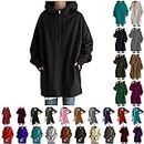 LFEOOST Womens Hoodies Full Zip Tunic Sweatshirts Fashion 2022 Winter Long Sleeve Solid Color Loose Hoodie Jacket with Pocket