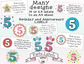 Etiquetas de quinto cumpleaños, pegatinas de fiesta personalizadas decoración, cinco años quinto