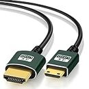 Thsucords Thin Mini HDMI to HDMI Cable 6.6FT, Ultra Slim & Flexible Soft Mini HDMI Cable Supports 3D/4K@60Hz/18gbps/2160P/1080P for Nikon/Canon DSLR, Camcorder, Laptop, Tablet and Graphics/Video Card