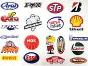 21 large Car - Motorbike Racing logo waterproof  stickers 80mm to 120mm approx..