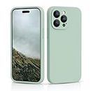 CALOOP Liquid Silicone Case Designed for iPhone 14 Pro Case, Individual Protection for Each Lens Full Body Covered Thickened Rubber Shockproof Phone Case, 6.1 inch (Mint Green)