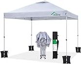 Acepic 10x10 Pop Up Canopy Tent,300D Silver-Coating Top,1-Person Setup Pop Up Canopy Tent Instant Portable Shelter with 1-Button Push and Wheel Carry Bag, Bonus 8 Stakes and 4 Canopy Weights (White)