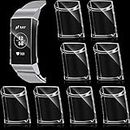 8 Pieces Screen Protector Soft TPU Case Compatible with Fitbit Full Cover All-Around Protective Plated Bumper Shell, Fitbit Charge 3/ Charge 4 Watch Accessories, Clear