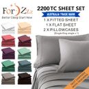 Hotel 2200TC 4 Pieces Ultra Soft Flat Fitted Sheet Set Single/KS/Queen/King Bed