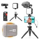 uskeyvision Smartphone Vlogging Kit Video Kit for iPhone 15/14/13 Mini/Pro/Max, Android Smartphone w/Microphone Light Auto-Switch Phone Clip Combo for YouTube Tiktok Live Steam (Vlog K2)