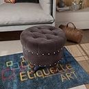 ETIQUETTE ART Office & Living Room Stool Home Decor | Upholstered Round Velvet Tufted Foot Rest Ottoman | Ottoman with Storage for Living Room & Bedroom | Decorative Home Furniture (Brown)