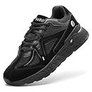 FitVille Extra Wide Walking Shoes for Men Wide Width Sneakers for Flat Feet Arch Fit Heel Pain Relief - Rebound Core, All Black, 12 Wide