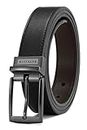 Boys Belt, CHAOREN Kids Belts for Boys Reversible Leather Belt 1.25", Adjustable Trim to Fit, Black/Brown, 28-30 (Fits Size 12-14 Pants)