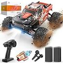 DEERC Brushless RC Truck, 45KM/H High-Speed RC Car for Beginner, 4x4 All-Terrain Remote Control Monster Truck W/Metal Shocks, 2.4GHz RC Racing Vehicle W/ 2 Batteries, for Kids and Adults