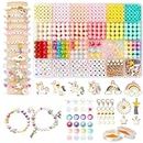 SANNIDHI® Clay Beads for Jewellery Making Kit Kids Girls Macaron Color Pastel Pearl Round Beads Letter Beads with Unicorn Pendants, Crystal Star Flower Hair Beads for Bracelet Making DIY Crafts