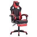 segedom Gaming Chair with Footrest High Back Game Chair Ergonomic Office Chair with Adjustable Headrest Lumbar Pillow Linkage Armrests High Back PVC Leather Computer Video Recliner Chair (Red)