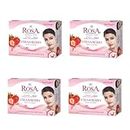 ROSA Transparent Strawberry Soap 100 GM (Pack of 4) with Glycerin and Strawberry Extracts | For Men and Women