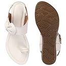 FURIOZZ Women's Fashion Sandals | Faux Leather Comfortable and Stylish Wedge | For Casual Wear for Women & Girls S-032-White-36