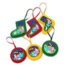 'Christmas Fiesta' (set of 6) - Applique Christmas Ornaments Set of 6 Handmade i