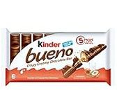 Kinder Bueno Milk Chocolate and Hazelnut Cream Candy Bar, Perfect Valentines Day Gift, 5 Packs, 2 Individually Wrapped 215g