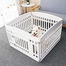 Pet Playpen for Dogs Heavy Plastic Puppy Exercise Pen Small Pets Fence Puppies Folding Cage 4 Panels Medium Animals House Black (33.5x33.5 Inches)