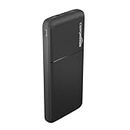 Amazon Basics 10000mAh 10W Power Bank with Cable | Dual USB-A Outputs | Dual Input Ports | Lithium Polymer Power Bank | Plastic Casing, Lightweight (Black)