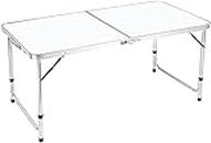 REQUISITE NEEDS Indoor Outdoor Folding Camping Table Picnic Table with Adjustable Height, Aluminium Foldable Portable for Kitchen Garden Party Compact Small BBQ Picnic Table (4ft)