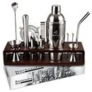 BarStash Cocktail Shaker Set Bartender Kit with Stand, Professional Bartending Kit, House Warming Gifts for New Home - Cocktail Mixer Set, Bar Tool Set - Cocktail Kit Bar Accessories for Home Bar Set