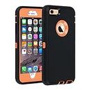smartelf Case for iPhone 6/6s Heavy Duty With Built-in Screen Protector Shockproof Dust Drop Proof Protective Cover Hard Shell for Apple iPhone 6/6s 4.7 inch-Black/Orange