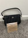 COACH LEATHER NOLITA 19   WITH LINEAR QUILTING  Black and Gold