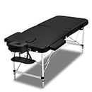 Zenses Massage Table Black 2 Fold 55cm Portable Aluminium, Massages Therapy Bed, Folding Beauty Spa Waxing Beds Headrest Chairs Bounes Cover Carry Bag