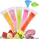120 pcs Disposable Ice Popsicle Mold Bags freezie sleeves Bags Pop Bag Mold DIY BPA Free Freezer Tubes with Zip Seals for Healthy Snacks Yogurt Sticks Juice Fruit Smoothies with Foldable Funnel