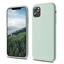 CALOOP Liquid Silicone Case Designed for iPhone 11 Pro Max 6.5 inch, Full Body Protective Covered Silky-Soft Anti-Scratch Gel Rubber Slim Shockproof Cover with Microfiber Lining, Mint Green