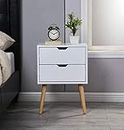 CROWN ART SHOPPEE Storage Dresser End/Side Table Night Stand Furniture Unit - Small Standing Organizer for Bedroom, Office, Living Room, and Closet - 2 Drawer-White